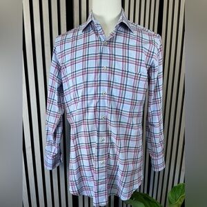 Men’s Peter Millar Long Sleeve Button Down Shirt Blue/Purple/Brown Sz M